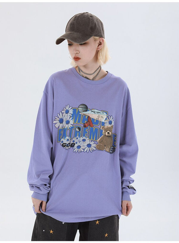 Daisy Flowers Funny Toy Print LooseSweatshirts Men High Street Harajuku Streetwear - Vimost Shop