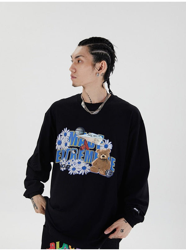 Daisy Flowers Funny Toy Print LooseSweatshirts Men High Street Harajuku Streetwear - Vimost Shop