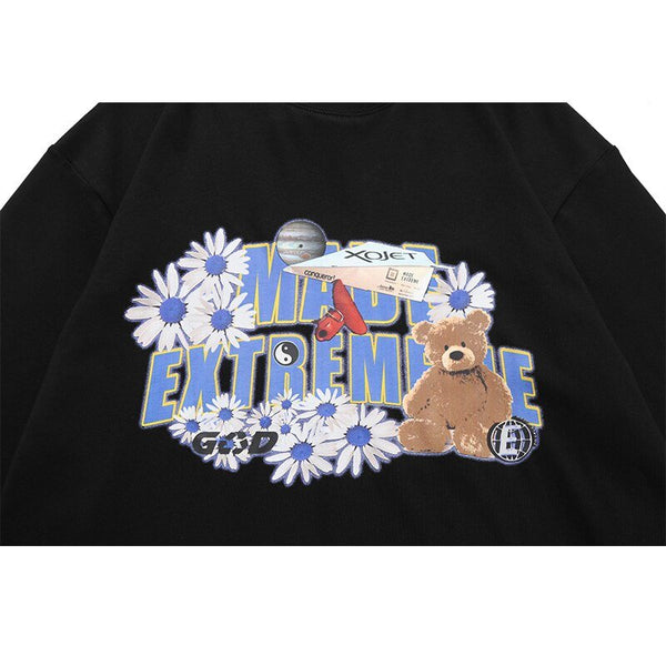 Daisy Flowers Funny Toy Print LooseSweatshirts Men High Street Harajuku Streetwear - Vimost Shop