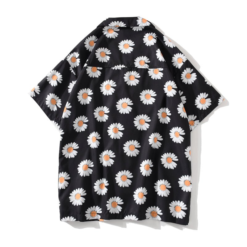 Daisy Print Aloha Shirts Hip Hop Harajuku Men Short Sleeve Beach Hawaiian Flower Shirts Casual Camisa Masculina Shirt - Vimost Shop