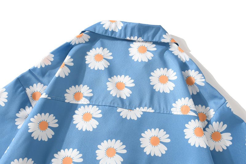 Daisy Print Aloha Shirts Hip Hop Harajuku Men Short Sleeve Beach Hawaiian Flower Shirts Casual Camisa Masculina Shirt - Vimost Shop