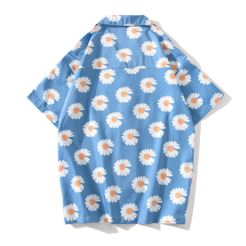 Daisy Print Aloha Shirts Hip Hop Harajuku Men Short Sleeve Beach Hawaiian Flower Shirts Casual Camisa Masculina Shirt - Vimost Shop