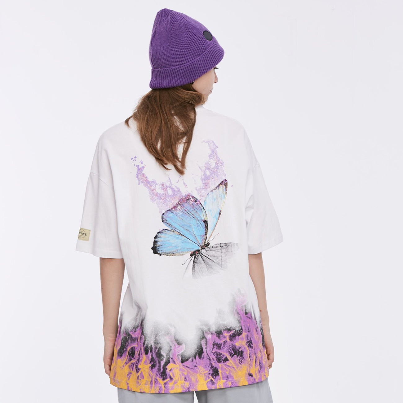 DARK Flame Butterfly Oversize T Shirt Cotton Punk Rock Streetwear Hip Hop T Shirt Men Harajuku Short Sleeve Tees - Vimost Shop