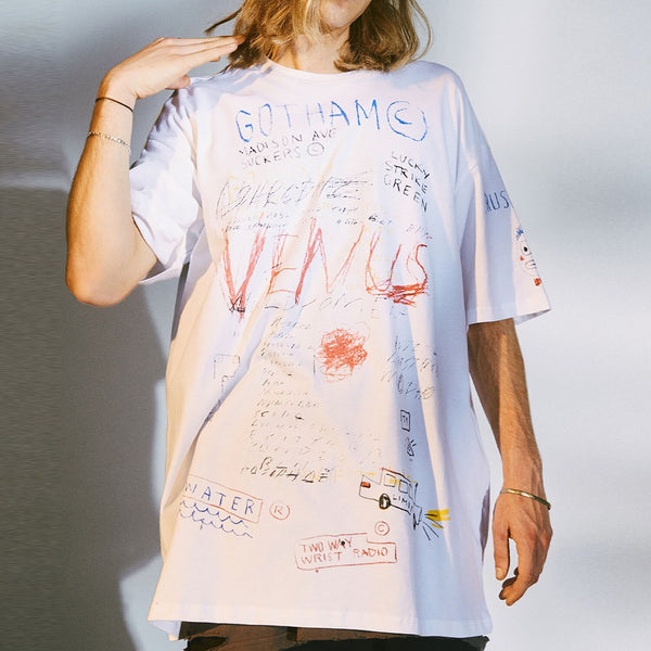 DARK Hip Hop Cartoon Letter Graffiti T Shirt Men Harajuku Streetwear Tops Tees Casual Cotton Short Sleeve tshirts - Vimost Shop