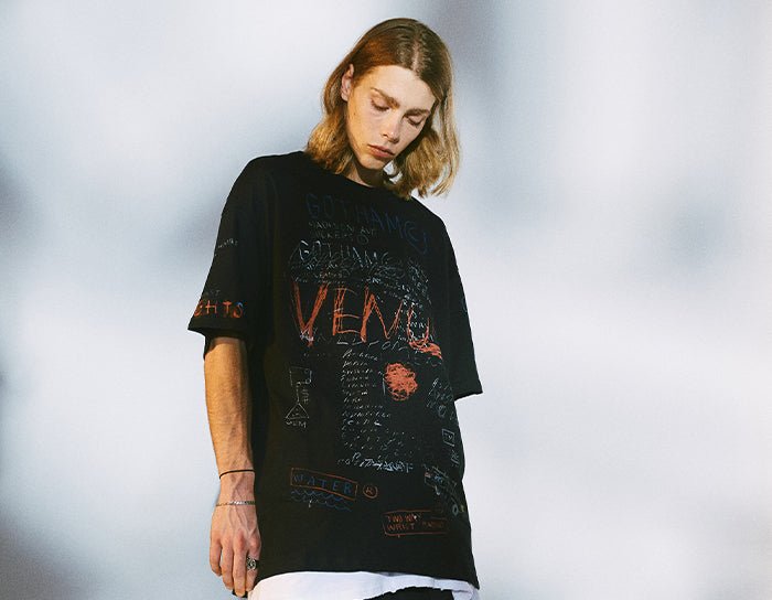 DARK Hip Hop Cartoon Letter Graffiti T Shirt Men Harajuku Streetwear Tops Tees Casual Cotton Short Sleeve tshirts - Vimost Shop