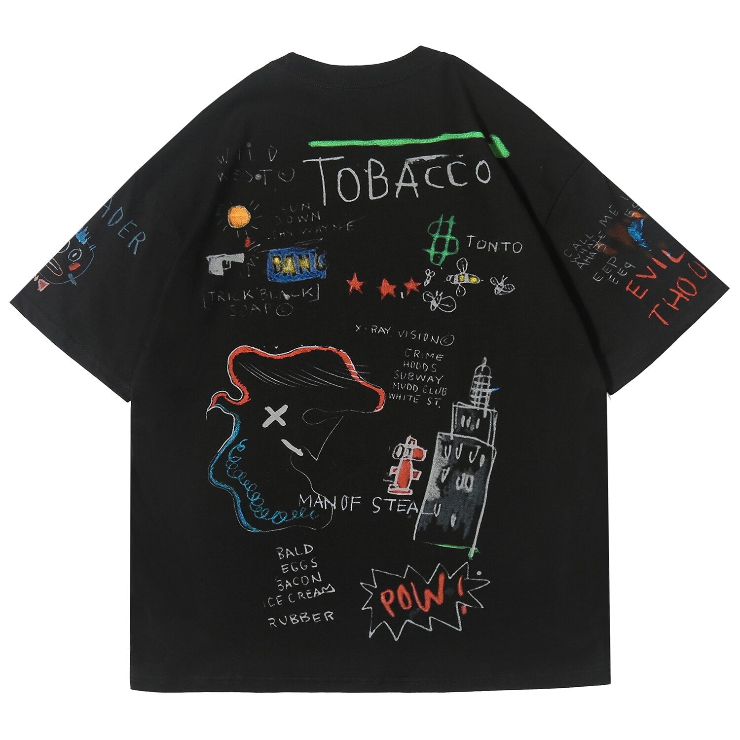 DARK Hip Hop Cartoon Letter Graffiti T Shirt Men Harajuku Streetwear Tops Tees Casual Cotton Short Sleeve tshirts - Vimost Shop