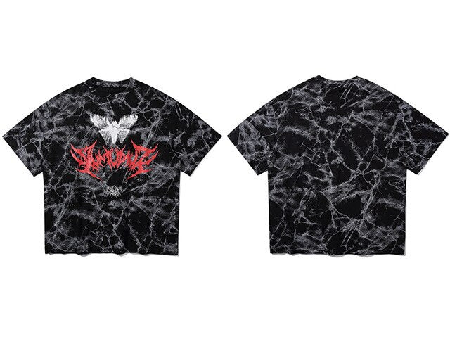 DARK Hip Hop Graffiti Tie Dying Mens T Shirt Harajuku Streetwear Skateboard Tops Tees Casual Cotton Short Sleeve - Vimost Shop