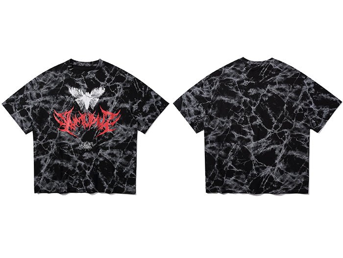 DARK Hip Hop Graffiti Tie Dying Mens T Shirt Harajuku Streetwear Skateboard Tops Tees Casual Cotton Short Sleeve - Vimost Shop