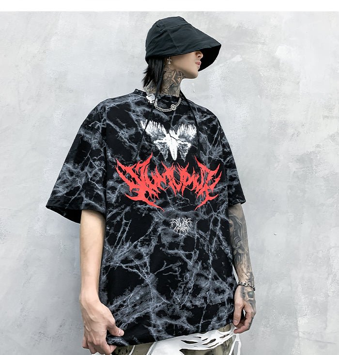 DARK Hip Hop Graffiti Tie Dying Mens T Shirt Harajuku Streetwear Skateboard Tops Tees Casual Cotton Short Sleeve - Vimost Shop