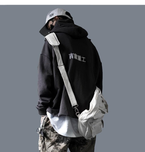 DARK Japanese Streetwear Hoodie Men Harajuku Neck Fish Mouth Pullovers Sweatshirts Oversized Hip Hop Hoodies Techwear - Vimost Shop