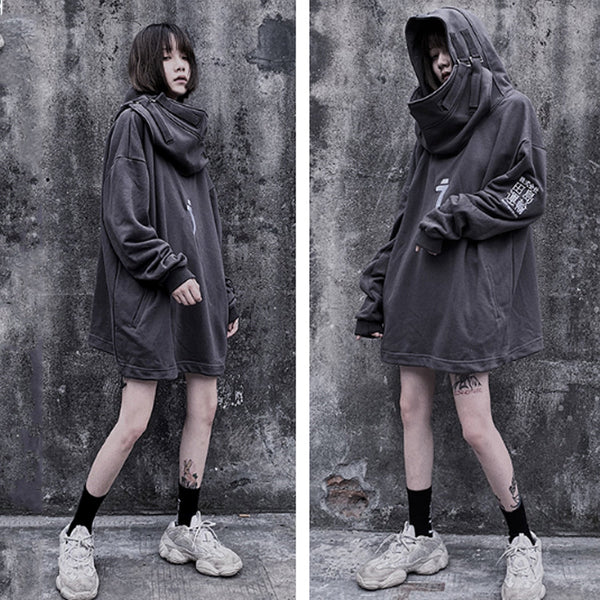 DARK Japanese Streetwear Hoodie Men Harajuku Neck Fish Mouth Pullovers Sweatshirts Oversized Hip Hop Hoodies Techwear - Vimost Shop