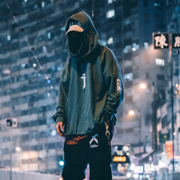 DARK Japanese Streetwear Hoodie Men Harajuku Neck Fish Mouth Pullovers Sweatshirts Oversized Hip Hop Hoodies Techwear - Vimost Shop