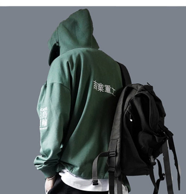 DARK Japanese Streetwear Hoodie Men Harajuku Neck Fish Mouth Pullovers Sweatshirts Oversized Hip Hop Hoodies Techwear - Vimost Shop