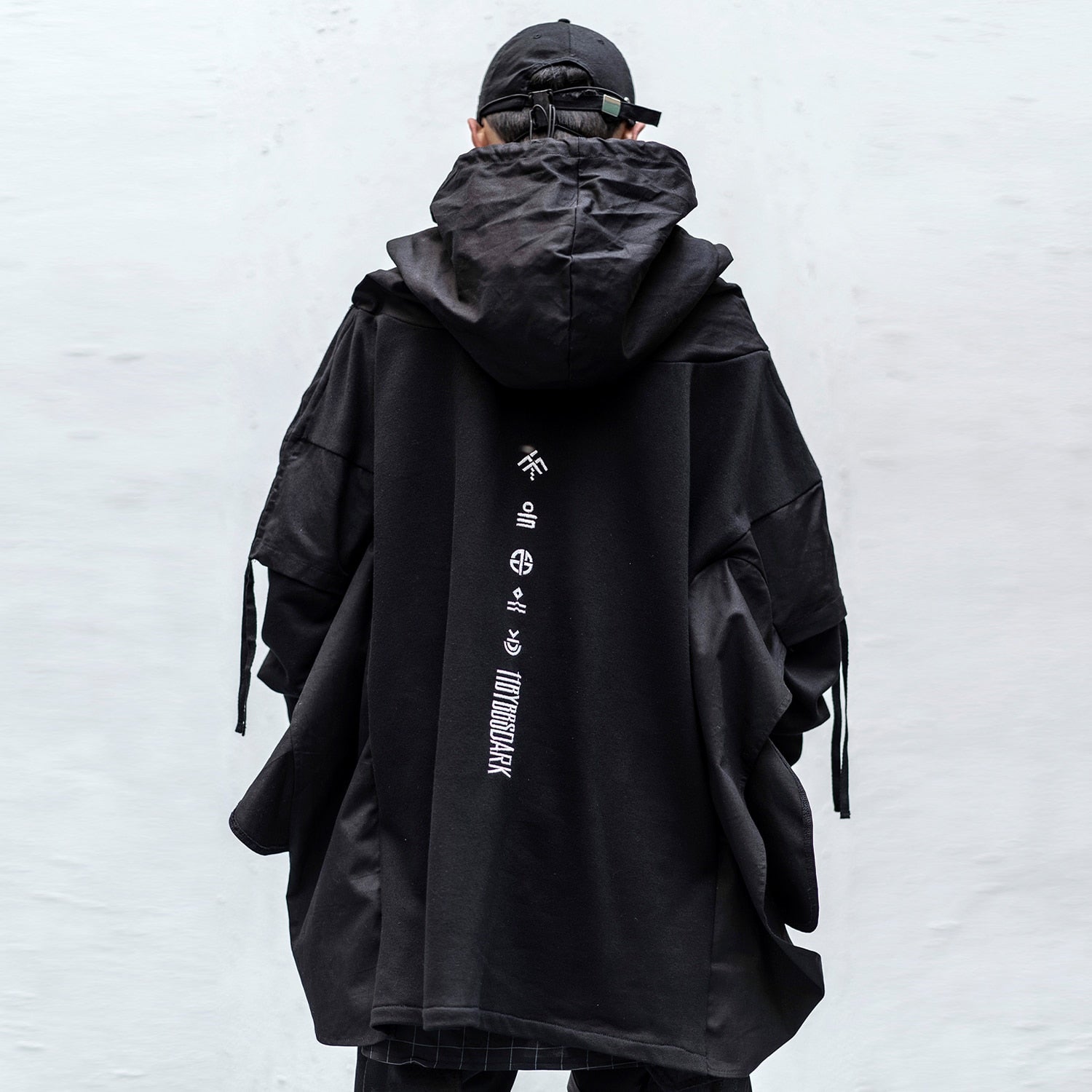 DARK Japanese Streetwear Man Hoodies Hip Hop Embroideried Pullover Patchwork Fake Two Darkwear Tops Techwear Hoodies - Vimost Shop