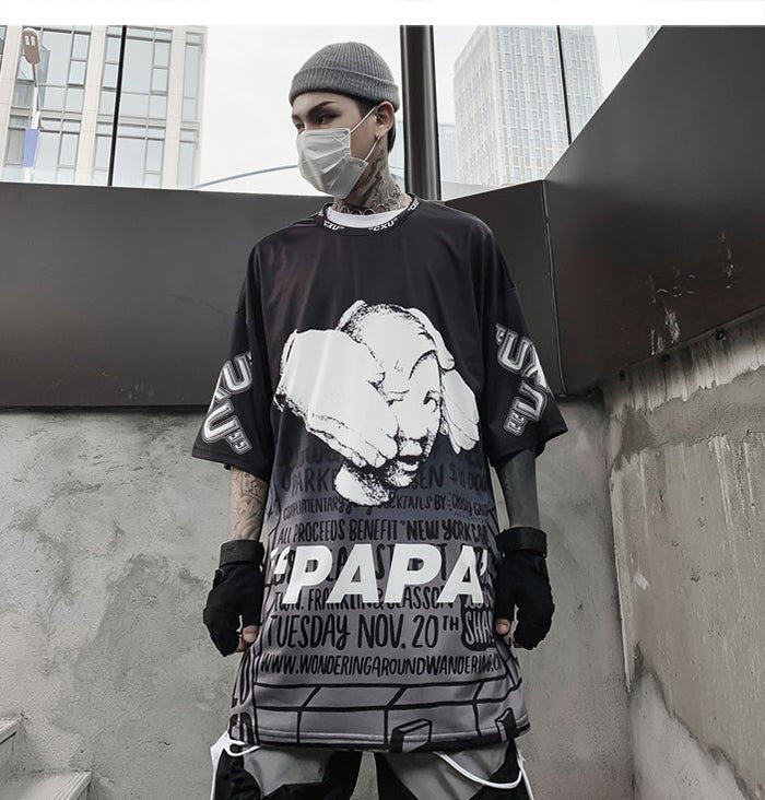 Dark Loose Clown Print Hip Hop Tshirt Men Summer Casual Short Sleeve Tees Shirt Fashion Streetwear Black - Vimost Shop