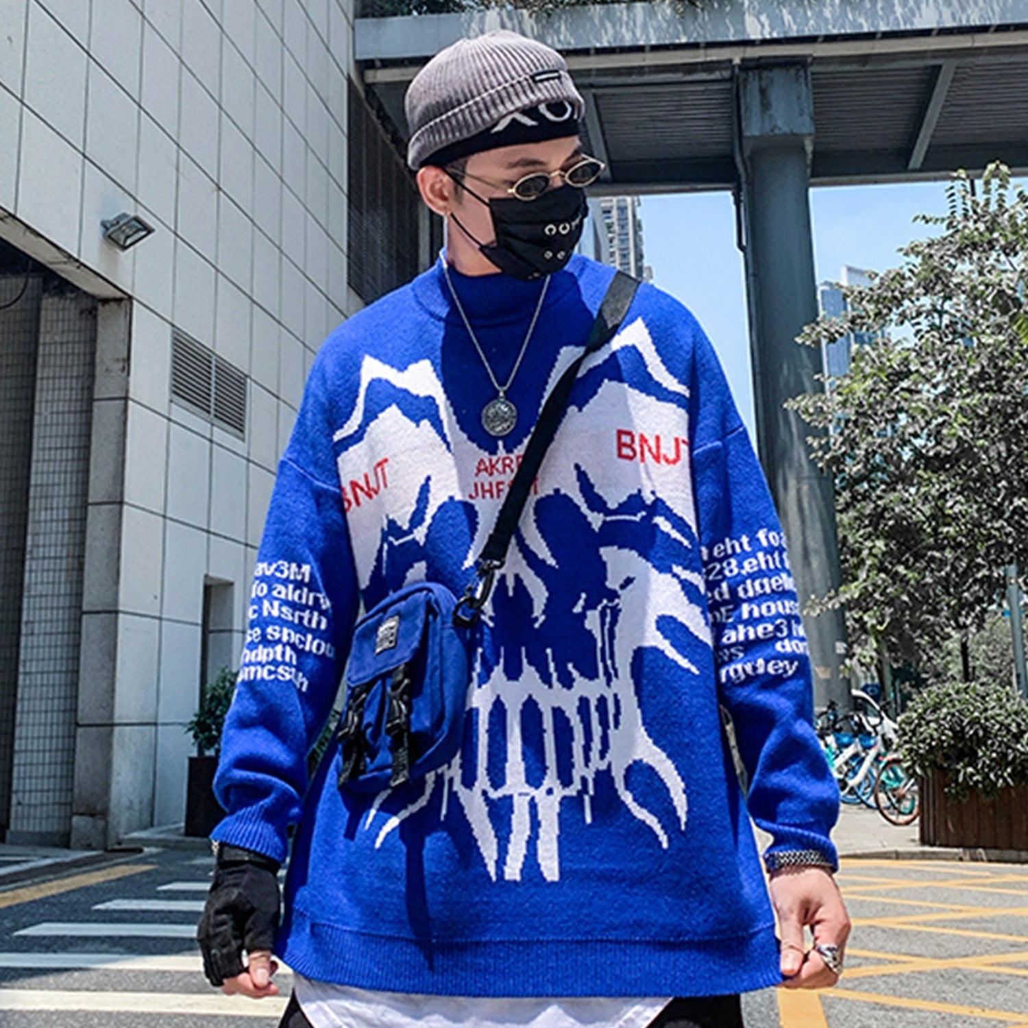 DARK Monster Knitted Men Sweater Autumn Winter Harajuku Streetwear Hip Hop Ripped Male Casual Cotton Pullover Outwear - Vimost Shop