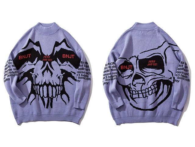 DARK Monster Knitted Men Sweater Autumn Winter Harajuku Streetwear Hip Hop Ripped Male Casual Cotton Pullover Outwear - Vimost Shop