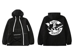 Dark Patchwork Printed Men Cargo Jackets  Autumn Casual Streetwear Tops Pullover Harajuku  Hip Hop Male Coat