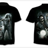 Denim effect men's T-shirt funny skull short sleeve 3D round neck top horror skull demon shirt - Vimost Shop