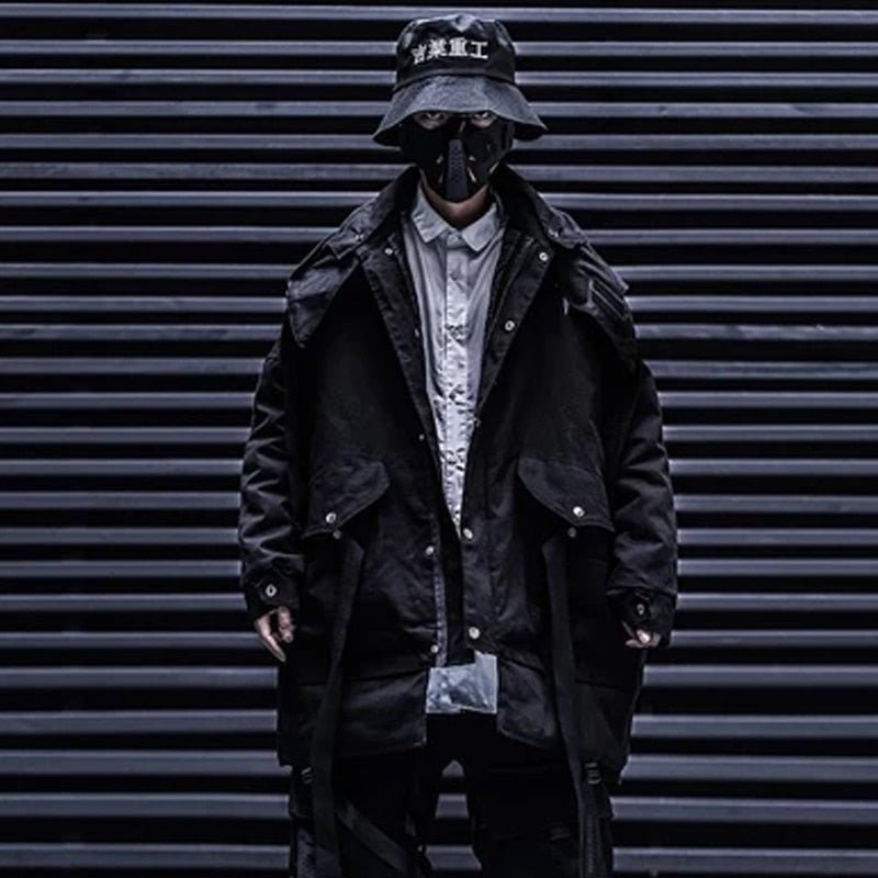Detachable Letter Printed Mens Hooded Parkas Hip Hop Thick Padded Jackets Harajuku Ribbons Windbreaker Streetwear - Vimost Shop