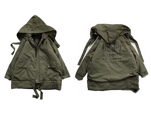 Detachable Letter Printed Mens Hooded Parkas Hip Hop Thick Padded Jackets Harajuku Ribbons Windbreaker Streetwear - Vimost Shop
