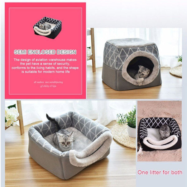 Detachable Soft Kennel Cat Bed Breathable Cat Pet Cave House Sleeping Bag Mat Pad Tent Pets Winter Warm Cozy Beds 11 Colors - Vimost Shop
