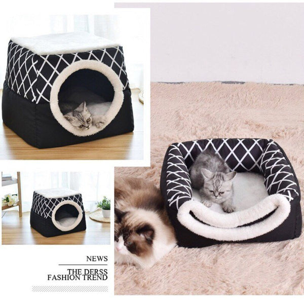 Detachable Soft Kennel Cat Bed Breathable Cat Pet Cave House Sleeping Bag Mat Pad Tent Pets Winter Warm Cozy Beds 11 Colors - Vimost Shop