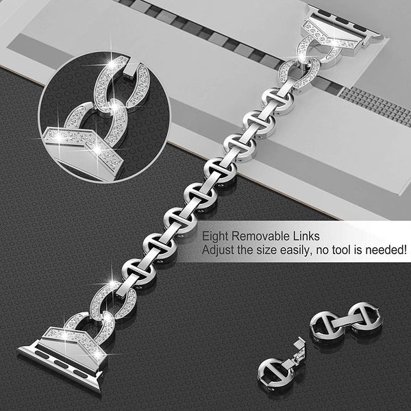 Diamond Stainless Steel strap For Apple Watch band 38mm 42mm 40/44mm Bracelet woman watchband for iWatch Series 6 SE 5 4 3 belt - Vimost Shop