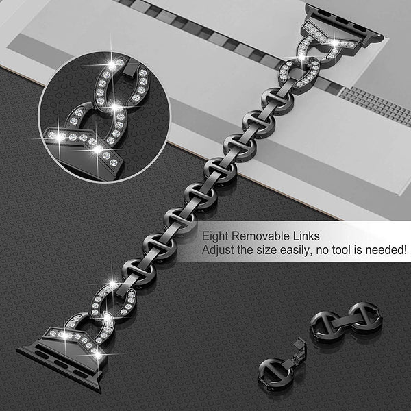 Diamond Stainless Steel strap For Apple Watch band 38mm 42mm 40/44mm Bracelet woman watchband for iWatch Series 6 SE 5 4 3 belt - Vimost Shop
