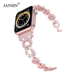 Diamond Stainless Steel strap For Apple Watch band 38mm 42mm 40/44mm Bracelet woman watchband for iWatch Series 6 SE 5 4 3 belt
