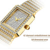 Diamond Watch For Women Luxury Brand Ladies Gold Square Watch Minimalist Analog Quartz Movt Unique Female Iced Out Watch - Vimost Shop