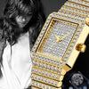 Diamond Watch For Women Luxury Brand Ladies Gold Square Watch Minimalist Analog Quartz Movt Unique Female Iced Out Watch - Vimost Shop