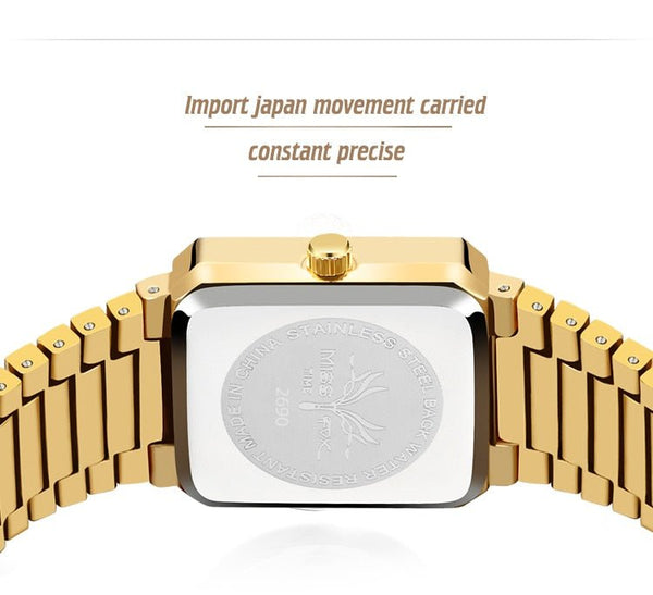 Diamond Watch For Women Luxury Brand Ladies Gold Square Watch Minimalist Analog Quartz Movt Unique Female Iced Out Watch - Vimost Shop