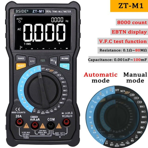 Digital Multimeter Profesional True RMS 8000 Analogue Tester 20A Current DC AC Voltage Capacitance VFC ohm battery Hz test - Vimost Shop