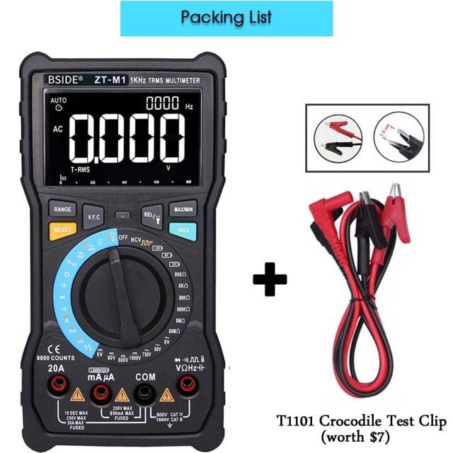 Digital Multimeter Profesional True RMS 8000 Analogue Tester 20A Current DC AC Voltage Capacitance VFC ohm battery Hz test - Vimost Shop