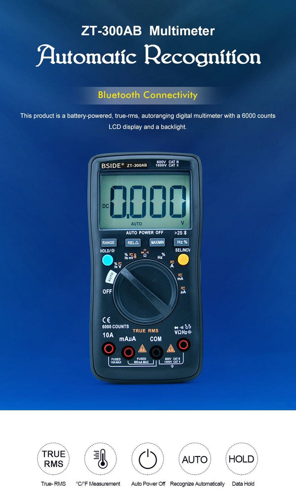Digital multimeter Wireless Technology Ammeter True RMS Auto Rang Intelligent analog Voltmeter Capacitor Tester DIY Tool - Vimost Shop