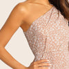 Ditsy Floral One Shoulder Lantern Sleeve Ruffle Dress Boho Pink High Waist Wrap Women Spring Summer Dresses - Vimost Shop