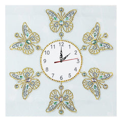 DIY Diamond Painting Cross Clock Flower Butterfly Pattern Embroidery Clock Special Shaped Drill Home Decoration Crafts
