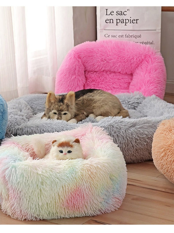 Dog Bed Sofa Long Plush Square Kennel Winter Warm Puppy Mat Cat Nest Soft House Non-slip Basket Cushion for Dogs Pet Supplies - Vimost Shop