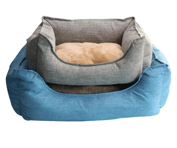 Dog Bed Winter Warm Pet Kennel Anti-Bite Square Puppy Sleeping Bed with Mat Soft Comfortable Pet Cushion For Small Medium Dogs - Vimost Shop