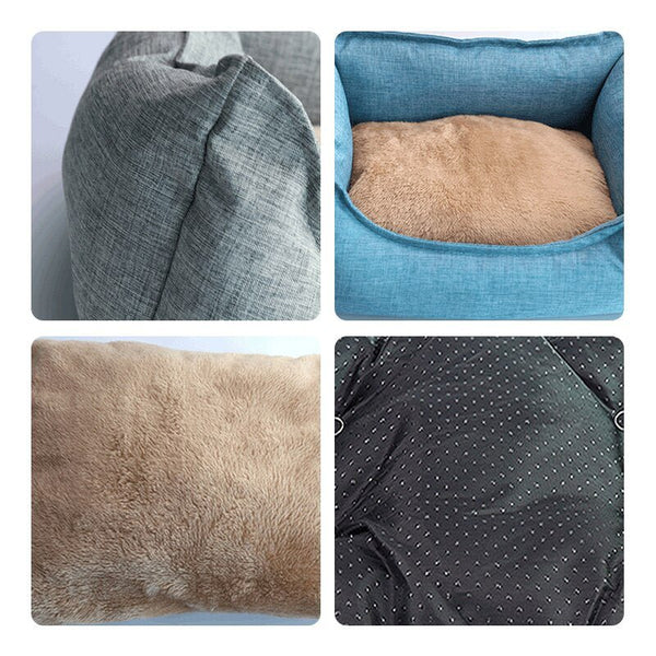 Dog Bed Winter Warm Pet Kennel Anti-Bite Square Puppy Sleeping Bed with Mat Soft Comfortable Pet Cushion For Small Medium Dogs - Vimost Shop