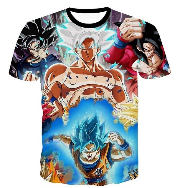 Dragon Ball Z Super Saiyan Goku Vegeta Printed Short Sleeve T-shirt Costume Summer Fashion Daily Casual Tee Shirts Plus Size - Vimost Shop
