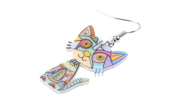 Drop Cat Acrylic Earrings Big Long Dangle Earring Fashion Jewelry For Women Girl New Style Cute Animal Accessories - Vimost Shop