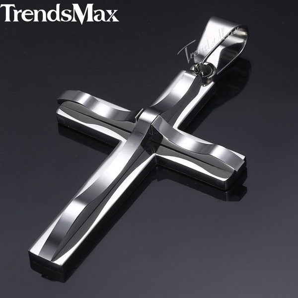 Dropshipping Cross Pendant Necklace For Men Black Gold Silver color Stainless Steel Pendant Necklace Men Hip Hop Jewelry - Vimost Shop