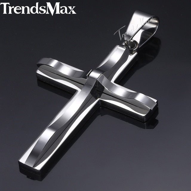 Dropshipping Cross Pendant Necklace For Men Black Gold Silver color Stainless Steel Pendant Necklace Men Hip Hop Jewelry - Vimost Shop