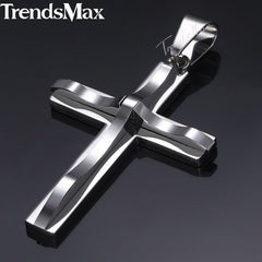 Dropshipping Cross Pendant Necklace For Men Black Gold Silver color Stainless Steel Pendant Necklace Men Hip Hop Jewelry