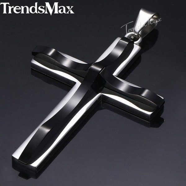 Dropshipping Cross Pendant Necklace For Men Black Gold Silver color Stainless Steel Pendant Necklace Men Hip Hop Jewelry - Vimost Shop