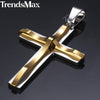 Dropshipping Cross Pendant Necklace For Men Black Gold Silver color Stainless Steel Pendant Necklace Men Hip Hop Jewelry - Vimost Shop