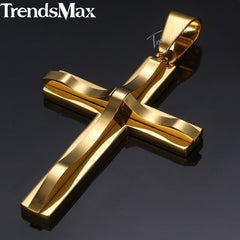 Dropshipping Cross Pendant Necklace For Men Black Gold Silver color Stainless Steel Pendant Necklace Men Hip Hop Jewelry