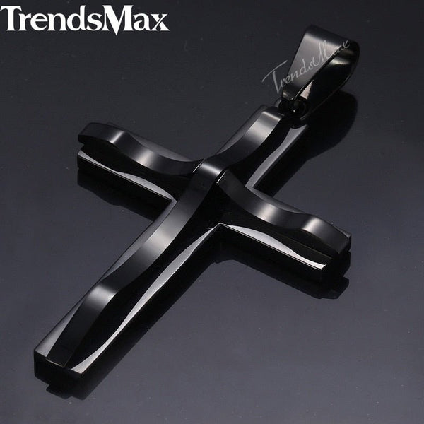 Dropshipping Cross Pendant Necklace For Men Black Gold Silver color Stainless Steel Pendant Necklace Men Hip Hop Jewelry - Vimost Shop